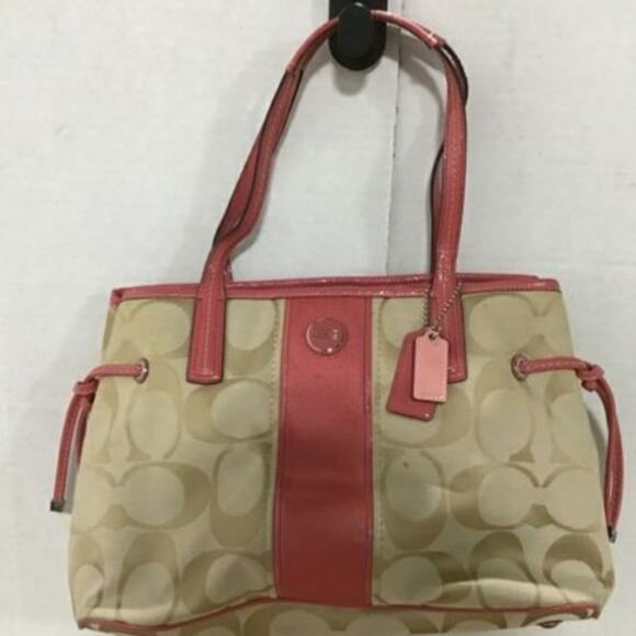 COACH SIGNATURE STRIPE CARRYALL SATCHEL BAH - Picture 3 of 6
